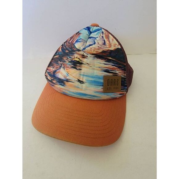 Oars Men's Orange Trucker Cap Snapback Hat Mesh Adjustable One Size - Picture 1 of 4